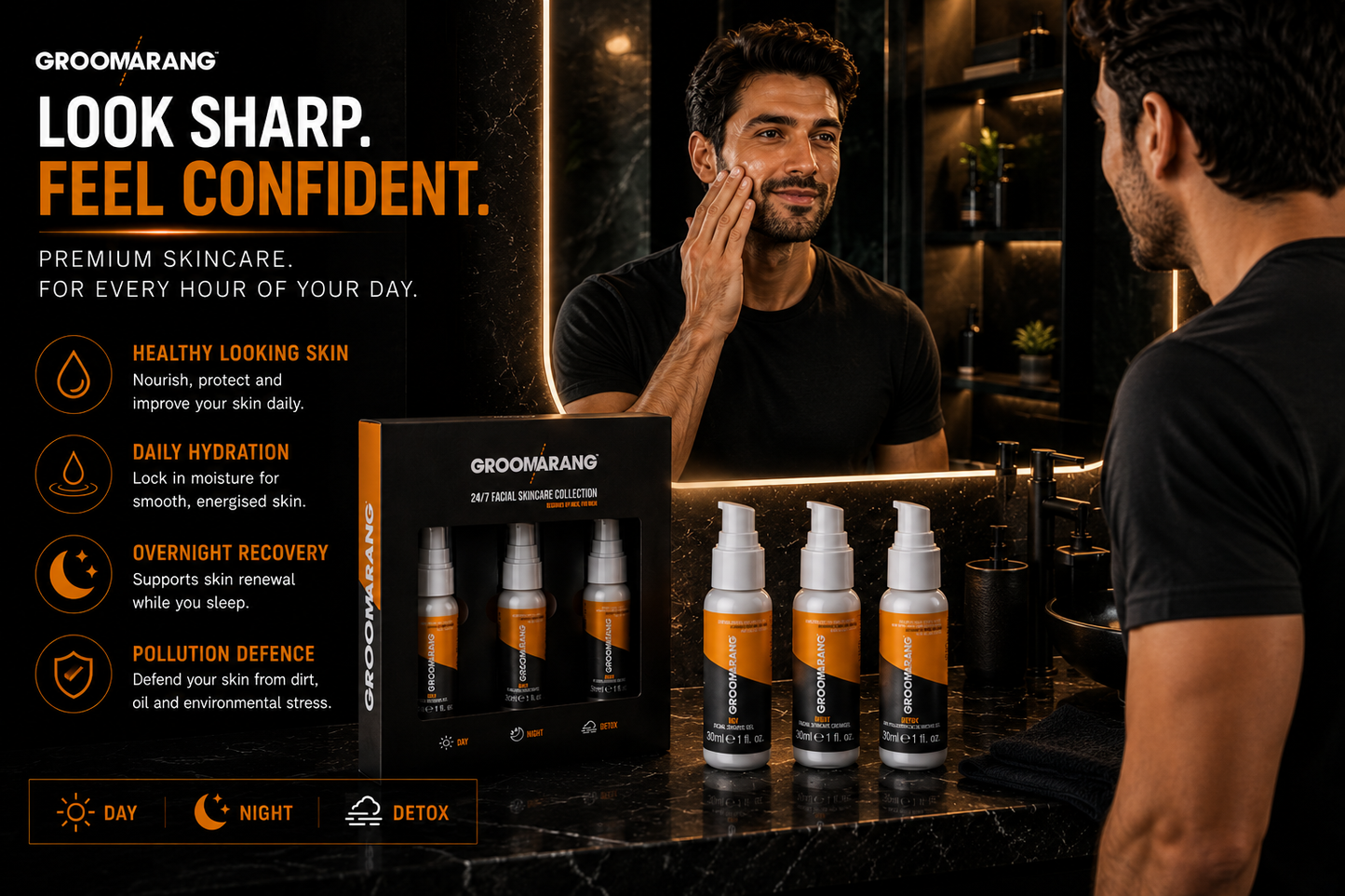 Groomarang Premium 24/7 Facial Skincare Gift Set For Men