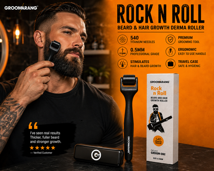 Groomarang 'Rock n Roll' Derma Roller For Beard Growth and Hair Growth - 0.5mm