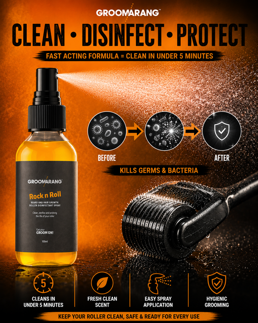 Groomarang 'Rock n Roll' Beard and Hair Growth Roller Disinfectant Spray 100ml