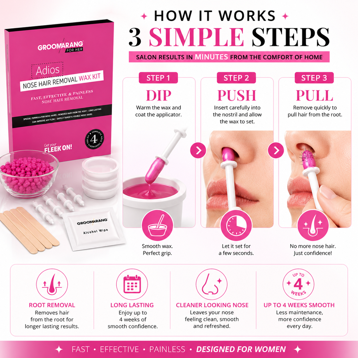 Groomarang For Her- Adios Nose Hair Removal Wax Kit For Her