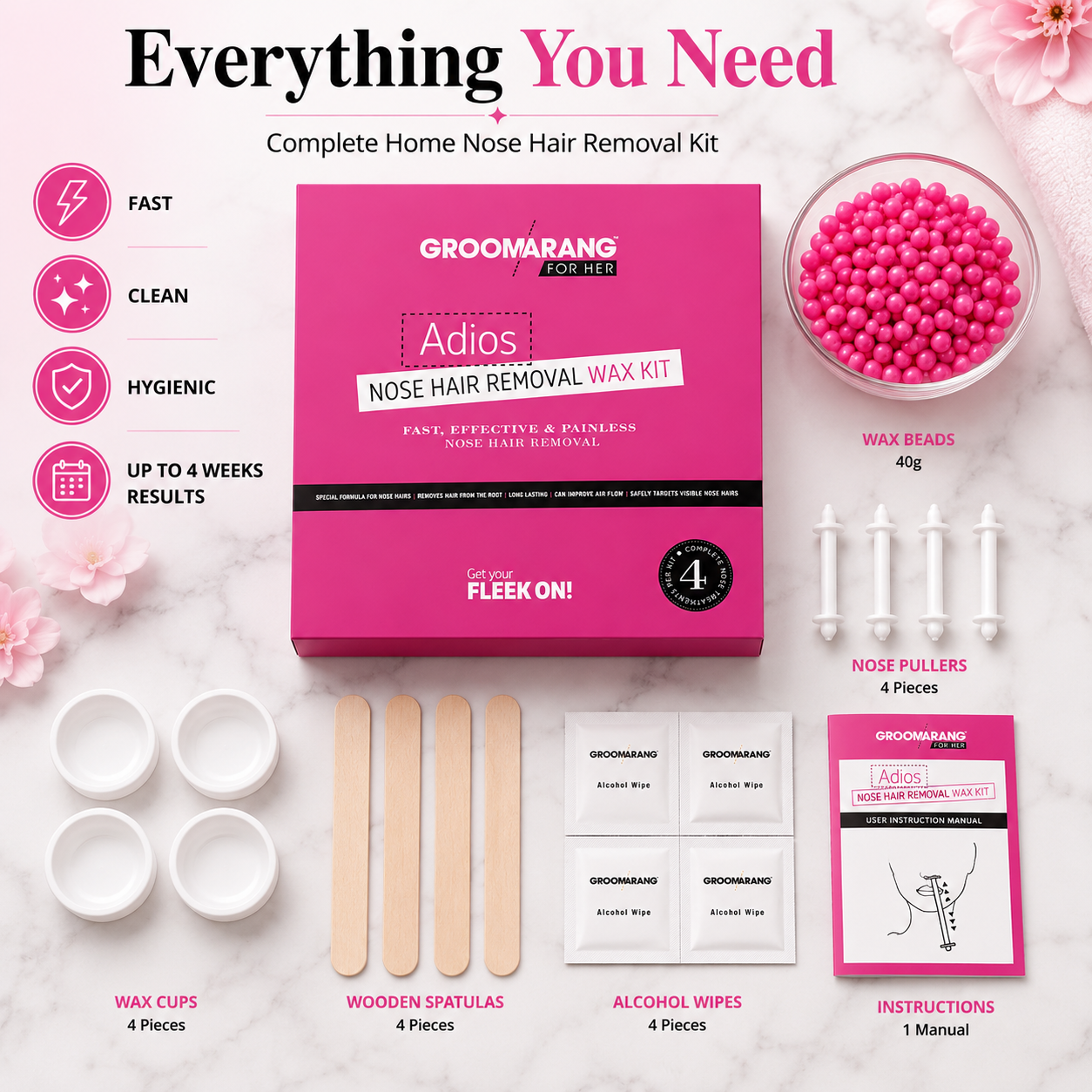 Groomarang For Her- Adios Nose Hair Removal Wax Kit For Her