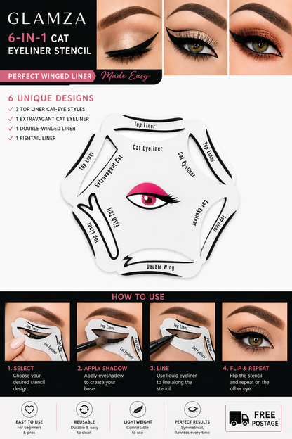 Glamza Cat Eyeliner 6 in 1 Stencil