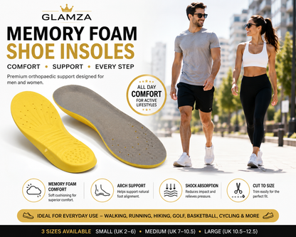 Glamza Memory Foam Shoe Insoles – Ultimate Comfort & Orthopaedic Support