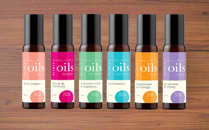 Glamza Premium Essential Oils 10ml Roll On - 100% Pure Lavender, Orange, Peppermint, Eucalyptus, Rosemary, Rosehip.