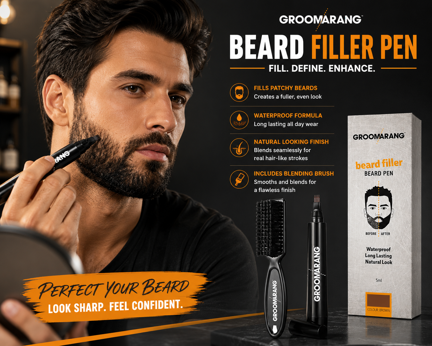 Groomarang 'Beard Filler' Pen and Brush