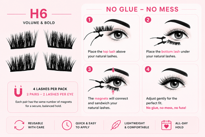 Glamza Magnetic Eyelashes – 8 Styles Available | Reusable False Lashes | No Glue Required