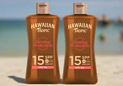 Hawaiian Tropic Glowing Protection SPF 15 Dry Oil 100ml – Water-Resistant, Coconut-Infused
