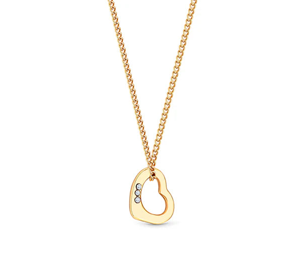 Diamond Style London - Heart Pendant crystals in yellow gold plating (Item code: Heartpencrystalgold)