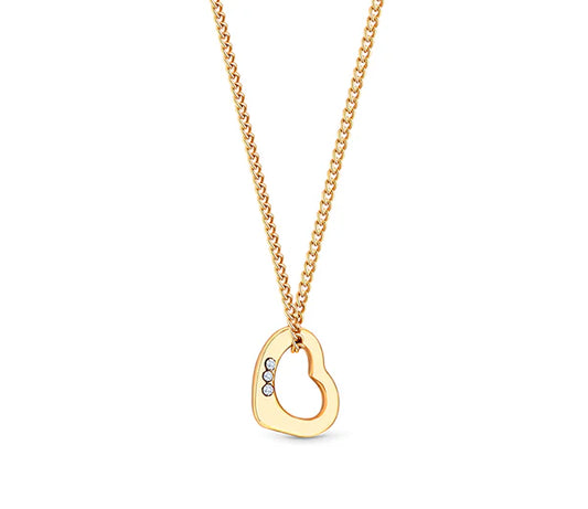 Diamond Style London - Heart Pendant crystals in yellow gold plating (Item code: Heartpencrystalgold)