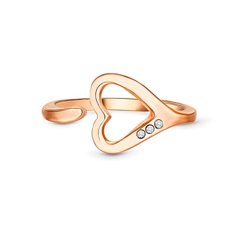 Diamond Style London - Heart Ring in Rose Gold plating size 6 (Item code: Heartringrose)