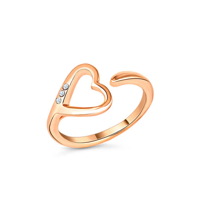 Diamond Style London - Heart Ring in Rose Gold plating size 6 (Item code: Heartringrose)