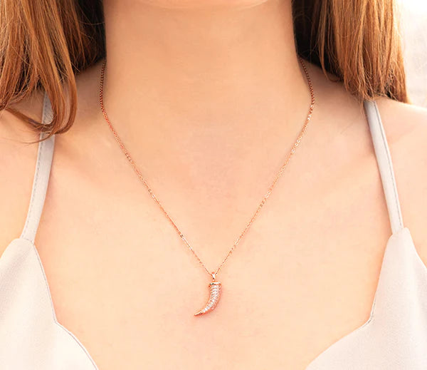 Diamond Style London - Horn Pendant in Rose Gold Plating (Item code: Hornpenrose)