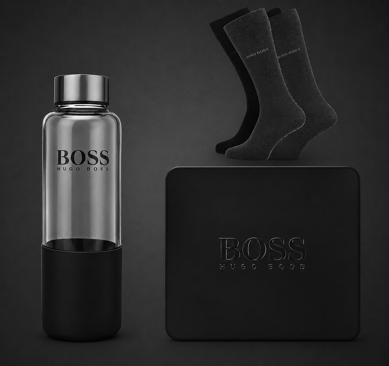 Hugo Boss Gift Set Men's Socks UK SIZE 6-11 with Water Bottle PACK IN BOX DAMAGED