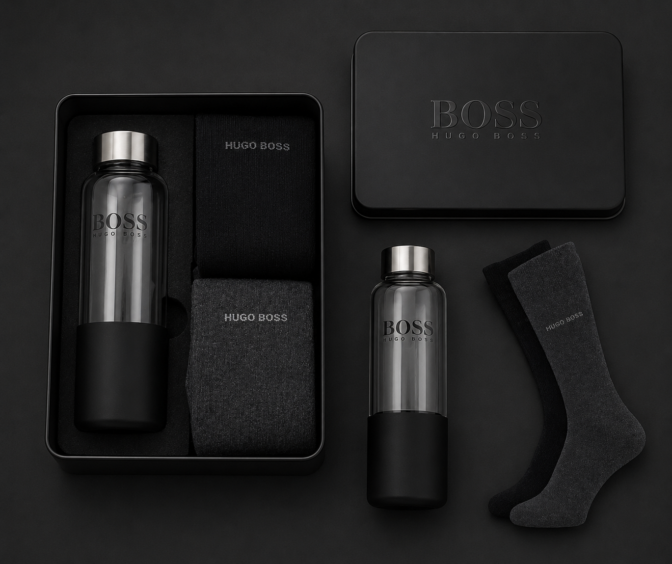 Hugo Boss Gift Set Men's Socks UK SIZE 6-11 with Water Bottle PACK IN BOX DAMAGED