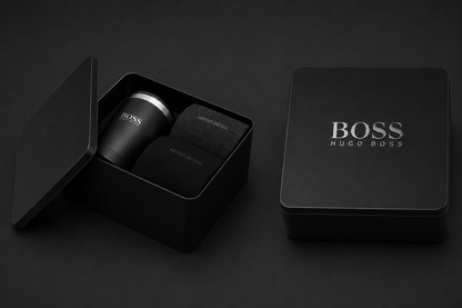 Hugo Boss Gift Set - 2 Pairs Men's Socks with Thermal Mug (UK Size 6-11)