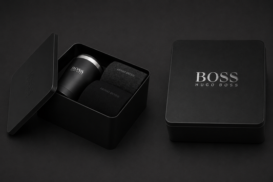 Hugo Boss Gift Set - 2 Pairs Men's Socks with Thermal Mug (UK Size 6-11)
