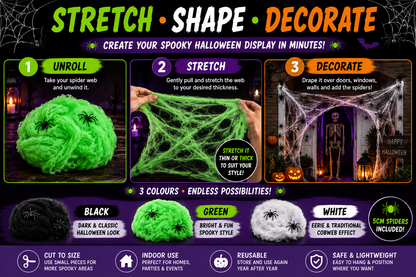 Halloween Spider Webs - 3 Colours