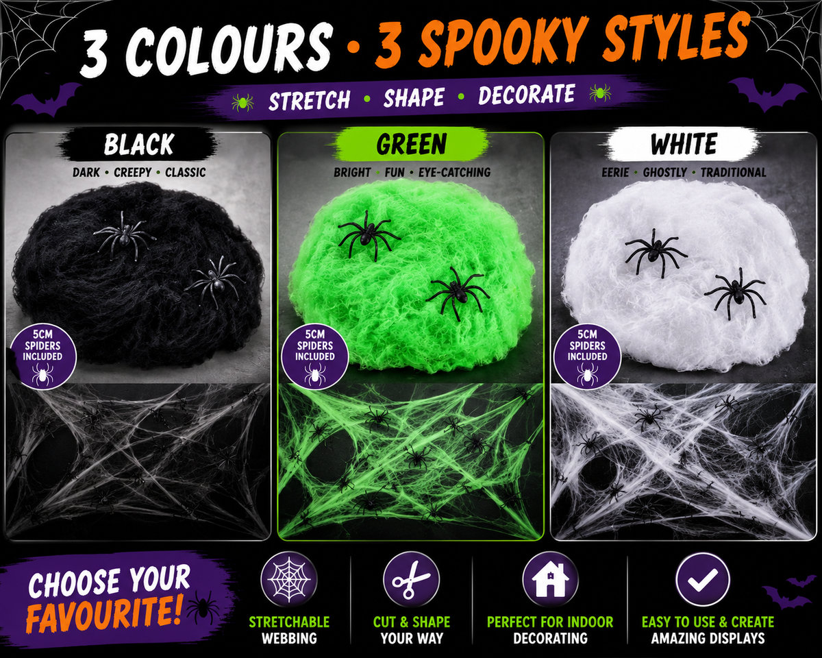 Halloween Spider Webs - 3 Colours