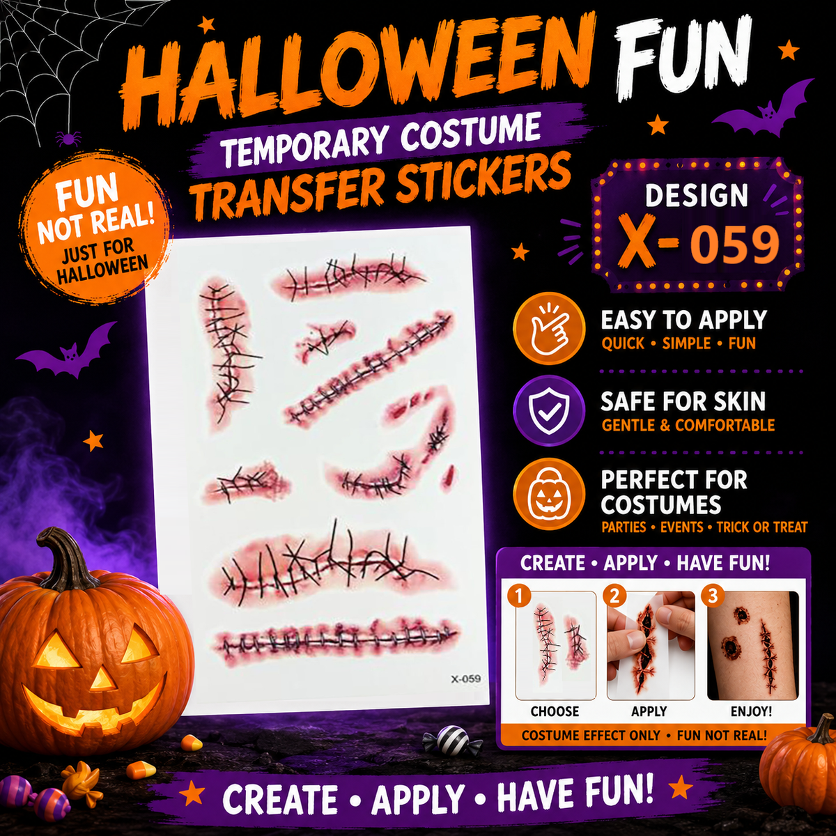 Halloween Wound Temporary Tattoo Stickers – Waterproof SFX Scars &amp; Wounds