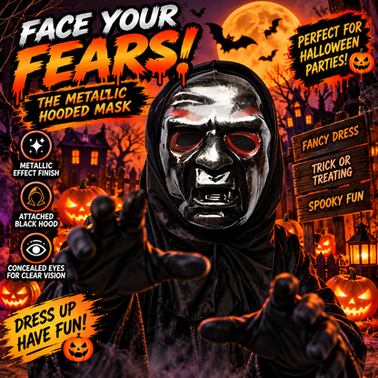 Halloween Metallic Effect Hooded Masks – 3 Scary Designs