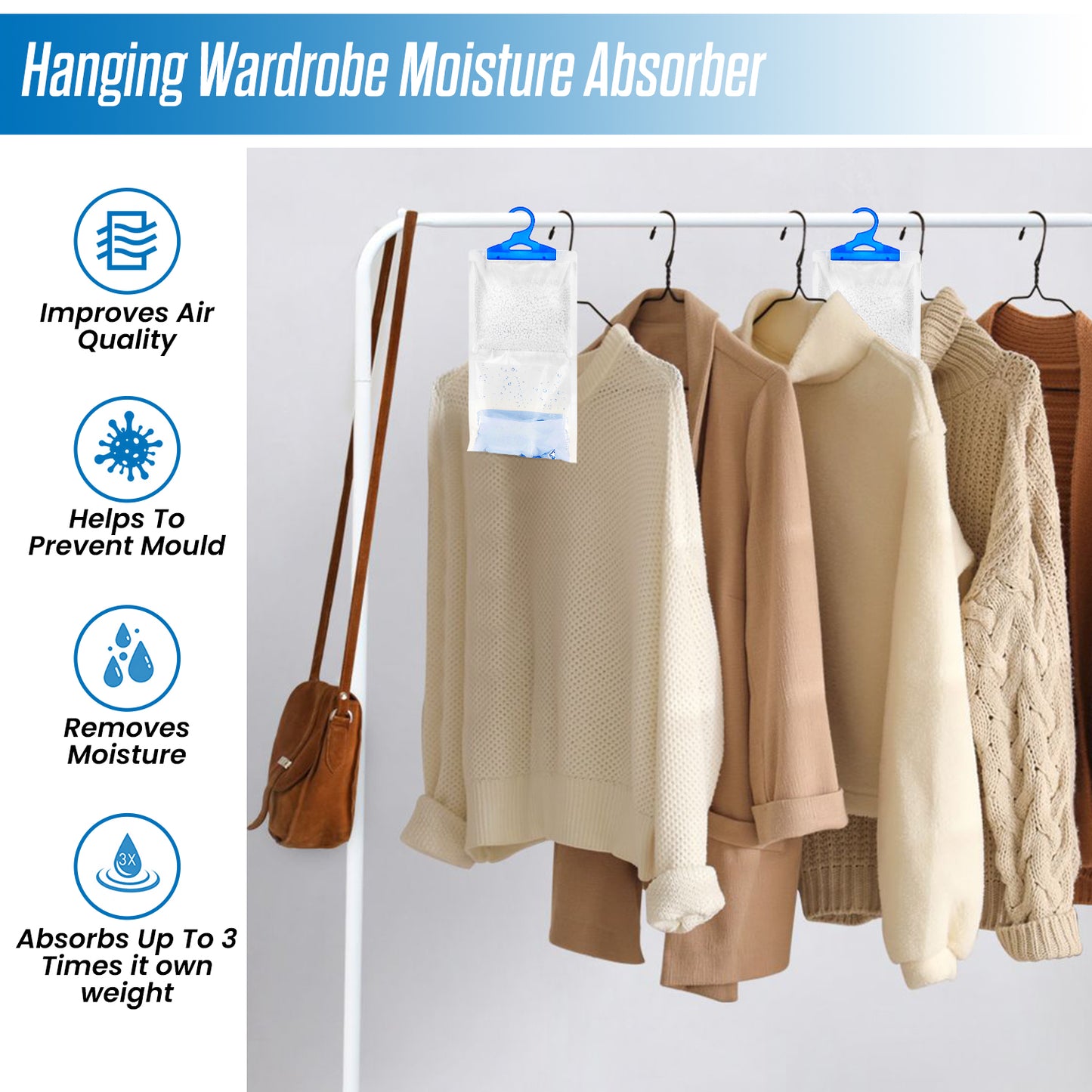 Generise Hanging Wardrobe Dehumidifier - 2 in 1 Freshening & Absorption
