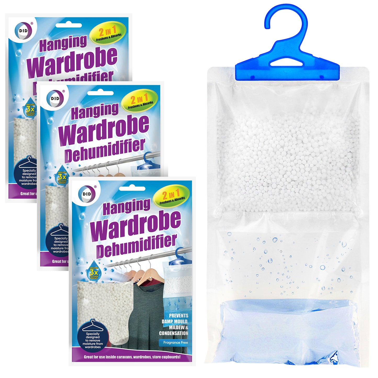 Generise Hanging Wardrobe Dehumidifier - 2 in 1 Freshening & Absorption