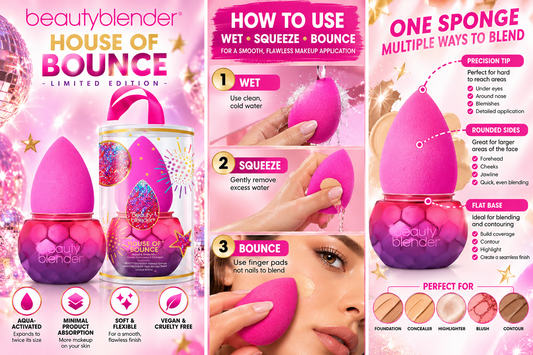 House of Bounce 2pc Beauty Blender Sponge & Disco Ball Stand - Latex Free