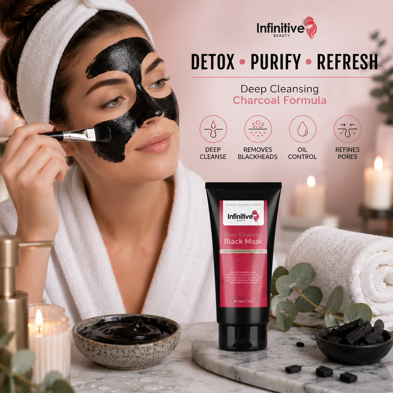 Infinitive Beauty Deep Cleansing Black Mask - Blackhead Removing Peel off Mask 50g