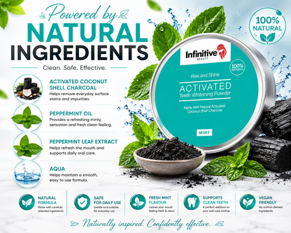 IB Rise &amp; Shine Activated Charcoal Teeth Whitening Powder – 50g