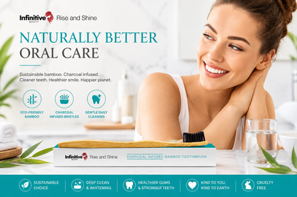 Infinitive Beauty ‘Rise and Shine’ Charcoal Infused Bamboo Toothbrush – Eco-Friendly Oral Care