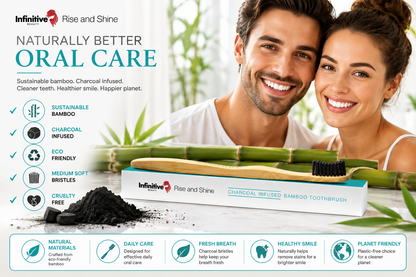 Infinitive Beauty ‘Rise and Shine’ Charcoal Infused Bamboo Toothbrush – Eco-Friendly Oral Care