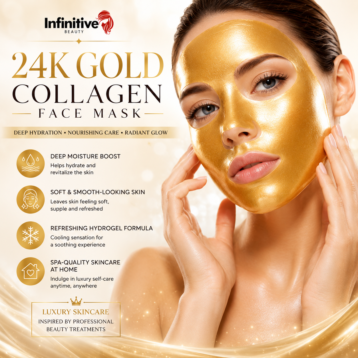 Infinitive Beauty Crystal 24K Gold Collagen Face Mask