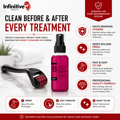 Infinitive Beauty Active Disinfectant Cleaner & Steriliser Spray | Derma Roller & Makeup Brush Cleaner | 50ml & 100ml
