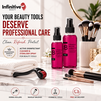Infinitive Beauty Active Disinfectant Cleaner & Steriliser Spray | Derma Roller & Makeup Brush Cleaner | 50ml & 100ml