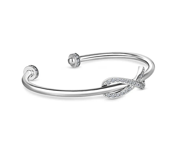 Diamond Style London - Infinity Cuff Bangle with Crystals in Rhodium Plat (Item code: Infinitycuffcrystal)