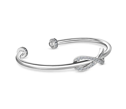 Diamond Style London - Infinity Cuff Bangle with Crystals in Rhodium Plat (Item code: Infinitycuffcrystal)