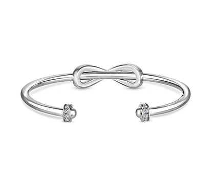 Diamond Style London - Infinity Cuff Bangle with Crystals in Rhodium Plat (Item code: Infinitycuffcrystal)