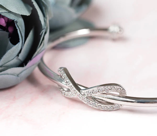 Diamond Style London - Infinity Cuff Bangle with Crystals in Rhodium Plat (Item code: Infinitycuffcrystal)