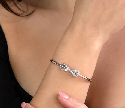 Diamond Style London - Infinity Cuff Bangle with Crystals in Rhodium Plat (Item code: Infinitycuffcrystal)