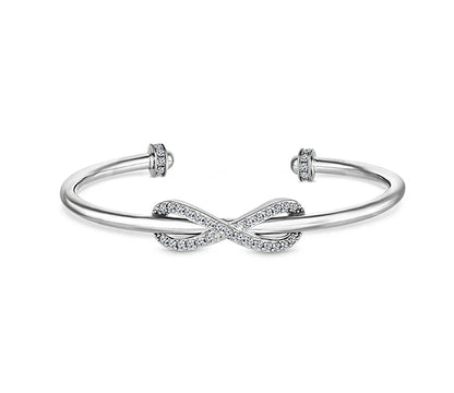 Diamond Style London - Infinity Cuff Bangle with Crystals in Rhodium Plat (Item code: Infinitycuffcrystal)