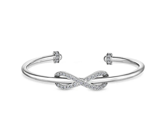 Diamond Style London - Infinity Cuff Bangle with Crystals in Rhodium Plated
