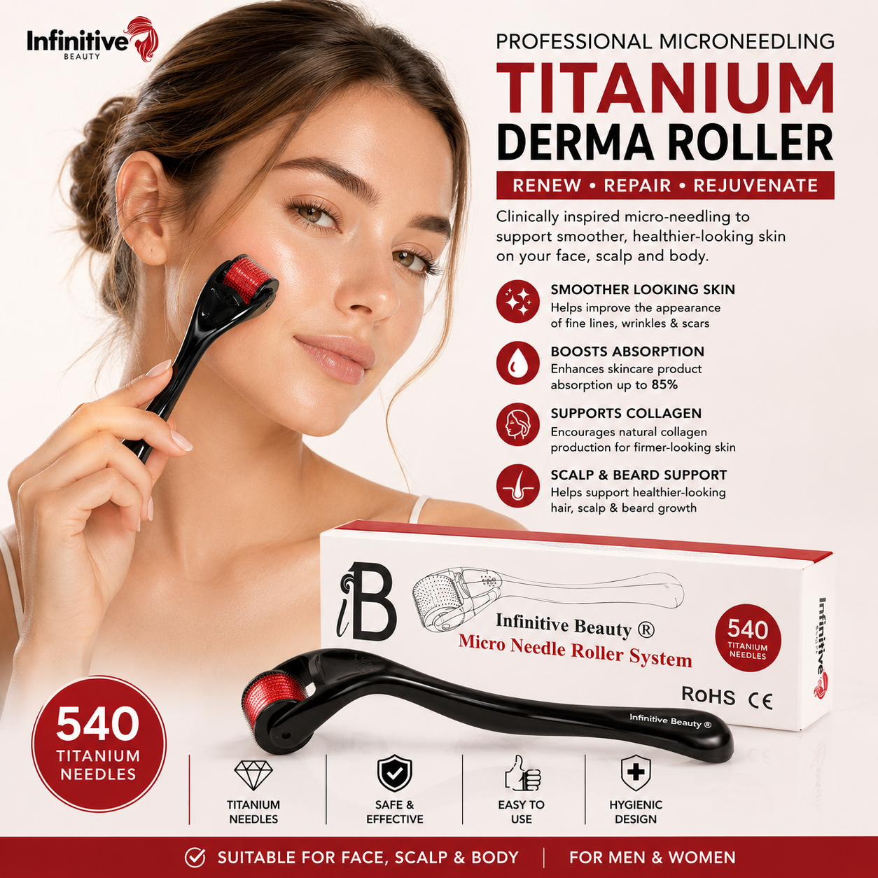 Infinitive Beauty 540 Titanium Alloy Premium Derma Roller