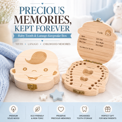 Baby Boys & Girls Keepsake Tooth & Lanugo Box – Wooden Baby Memory Box