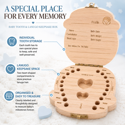 Baby Boys & Girls Keepsake Tooth & Lanugo Box – Wooden Baby Memory Box