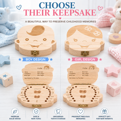 Baby Boys & Girls Keepsake Tooth & Lanugo Box – Wooden Baby Memory Box