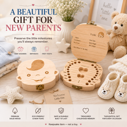 Baby Boys & Girls Keepsake Tooth & Lanugo Box – Wooden Baby Memory Box