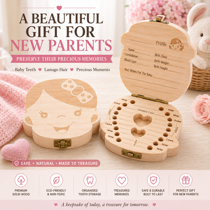 Baby Boys & Girls Keepsake Tooth & Lanugo Box – Wooden Baby Memory Box