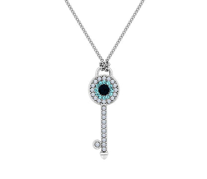 Diamond Style London - Key Pendant with Blue Crystals (Item code: Keypenblue)