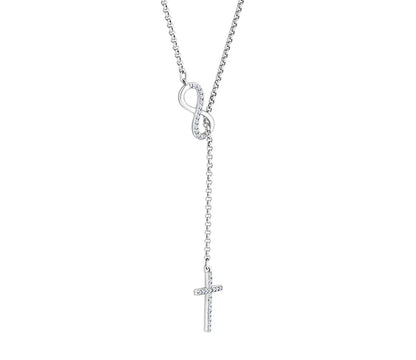 Diamond Style London - Infinity Lariat Necklace in Rhodium Plating (Item code: Infinitylariatneck)