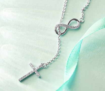 Diamond Style London - Infinity Lariat Necklace in Rhodium Plating (Item code: Infinitylariatneck)